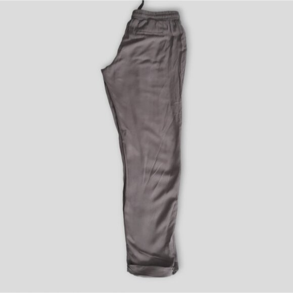 Taupe Grey Linen Drawstring Lounge Pants - Picture 7 of 15